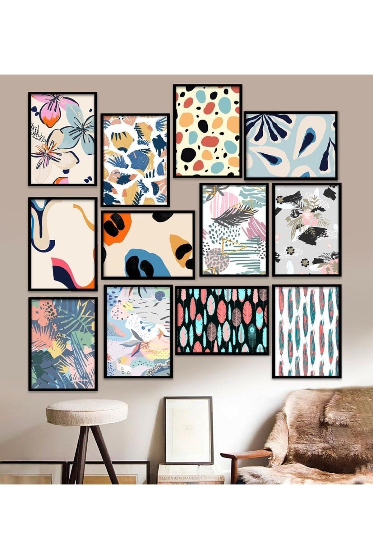 12 Parça Çerçeve Görünümlü Mdf Tablo Seti 15 x 20