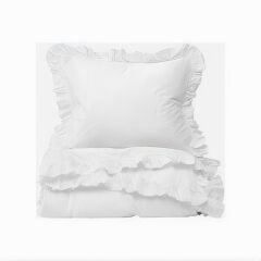 Beyaz fırfırlı çift kişilik nevresim takımı