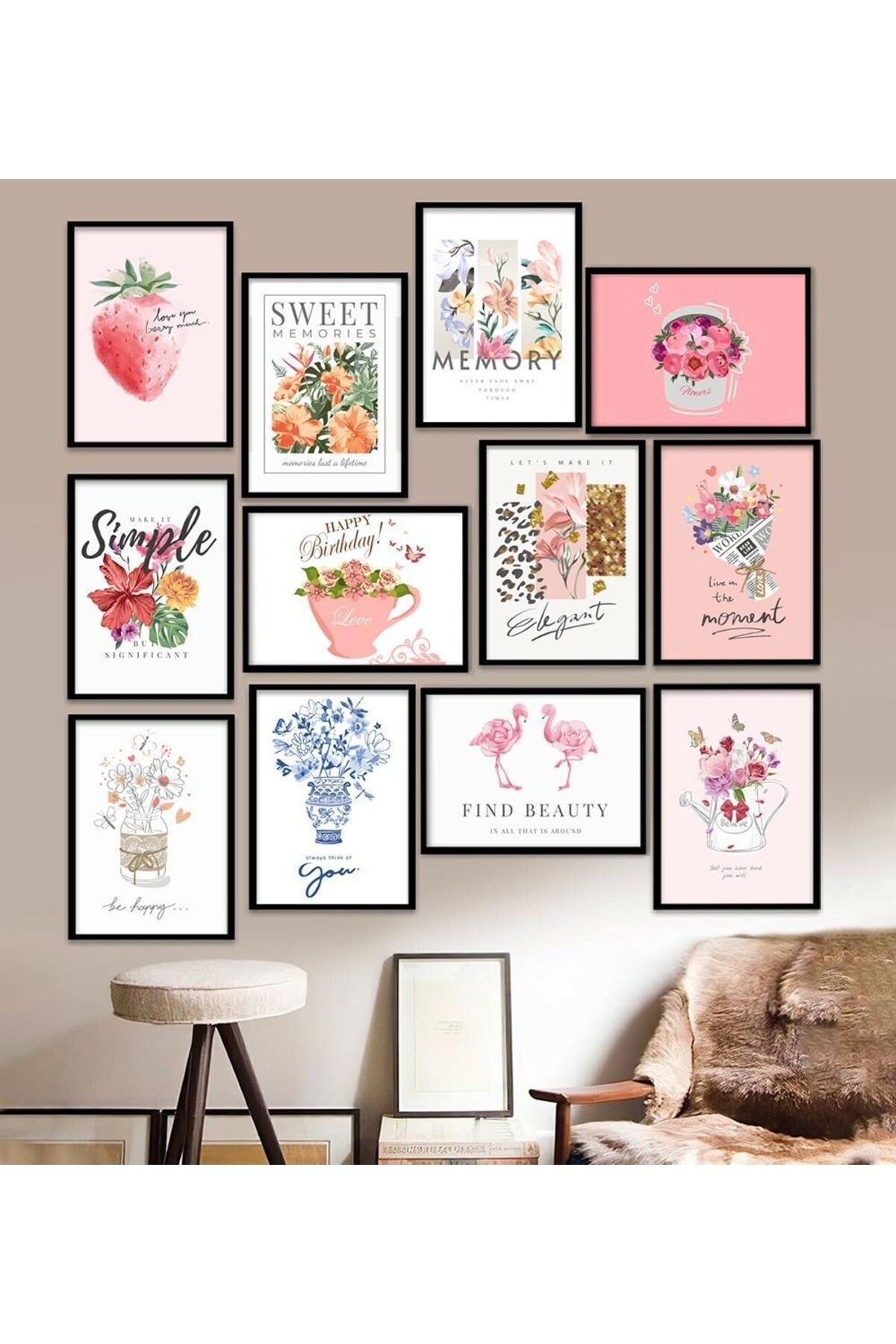 12 Parça Çerçeve Görünümlü Mdf Tablo Seti 15 x 20