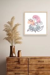 Çiçek Ahşap Çerçeveli Tablo 50 x 50