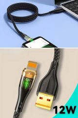 BUFFER® Led Işık Uçlu Sağlam İp Kablolu USB to Lightning Hızlı Şarj Kablosu