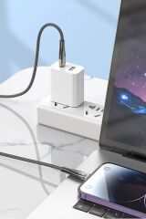BUFFER® Led Işık Uçlu Sağlam İp Kablolu USB to Lightning Hızlı Şarj Kablosu