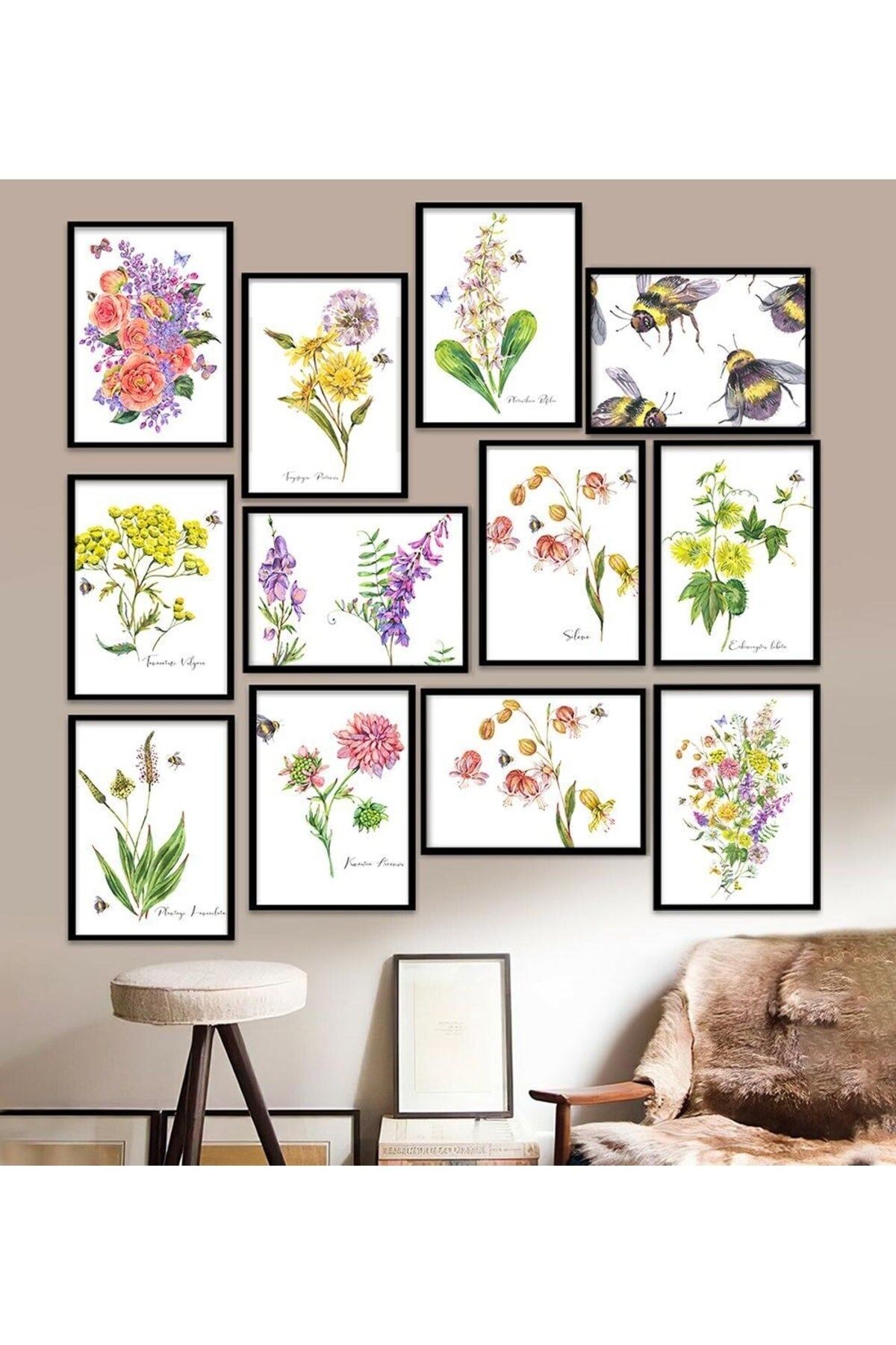 12 Parça Çerçeve Görünümlü Mdf Tablo Seti 15 x 20