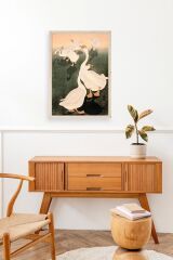 Kuğular Ahşap Çerçeveli Tablo 30 x 42