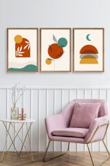 Manzara Üçlü Ahşap Çerçeveli Tablo 17 x 23