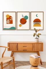 Manzara Üçlü Ahşap Çerçeveli Tablo 23 x 30