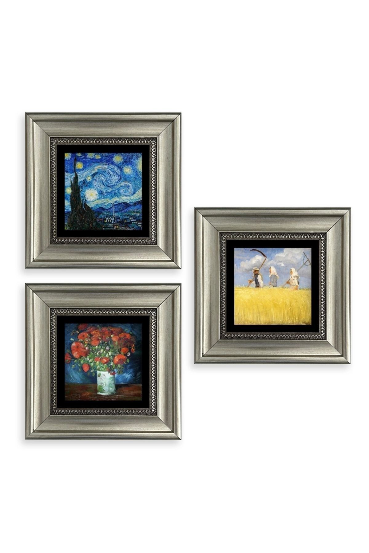 Van Gogh 3 lü Set Çerçeveli Taş Tablo 20 cm