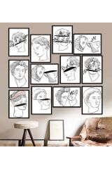 12 Parça Çerçeve Görünümlü Mdf Tablo Seti 15 x 20