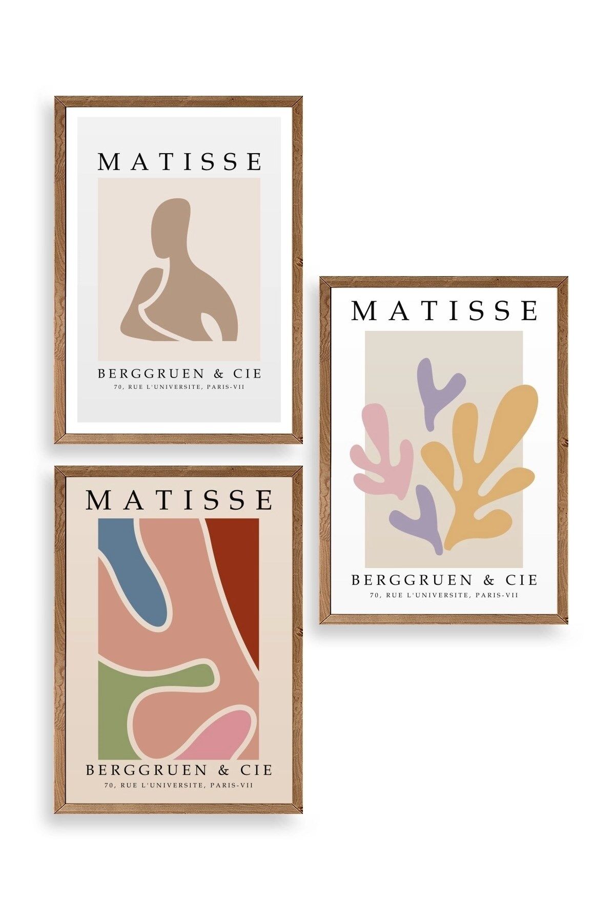 Matisse Üçlü Ahşap Çerçeveli Tablo 10 x 10