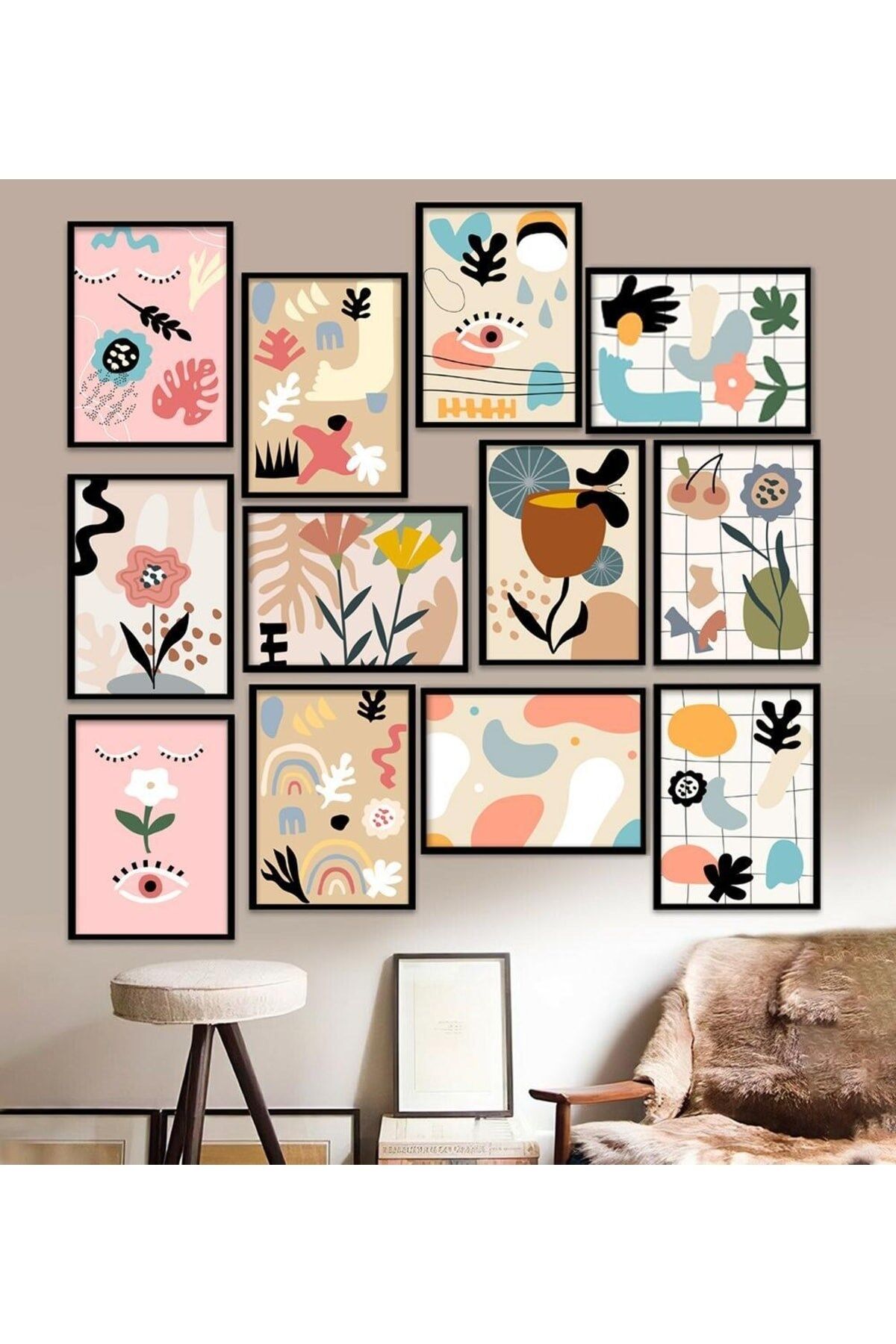 12 Parça Çerçeve Görünümlü Mdf Tablo Seti 15 x 20