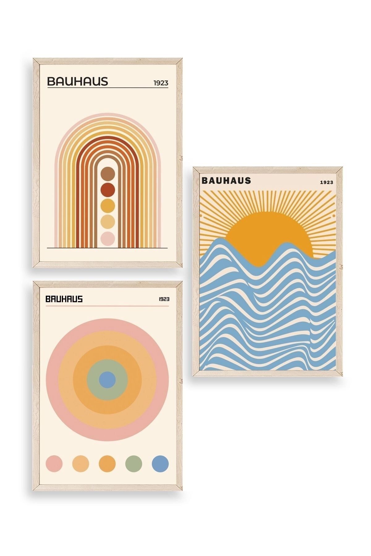 Bauhaus Üçlü Ahşap Çerçeveli Tablo 30 x 40