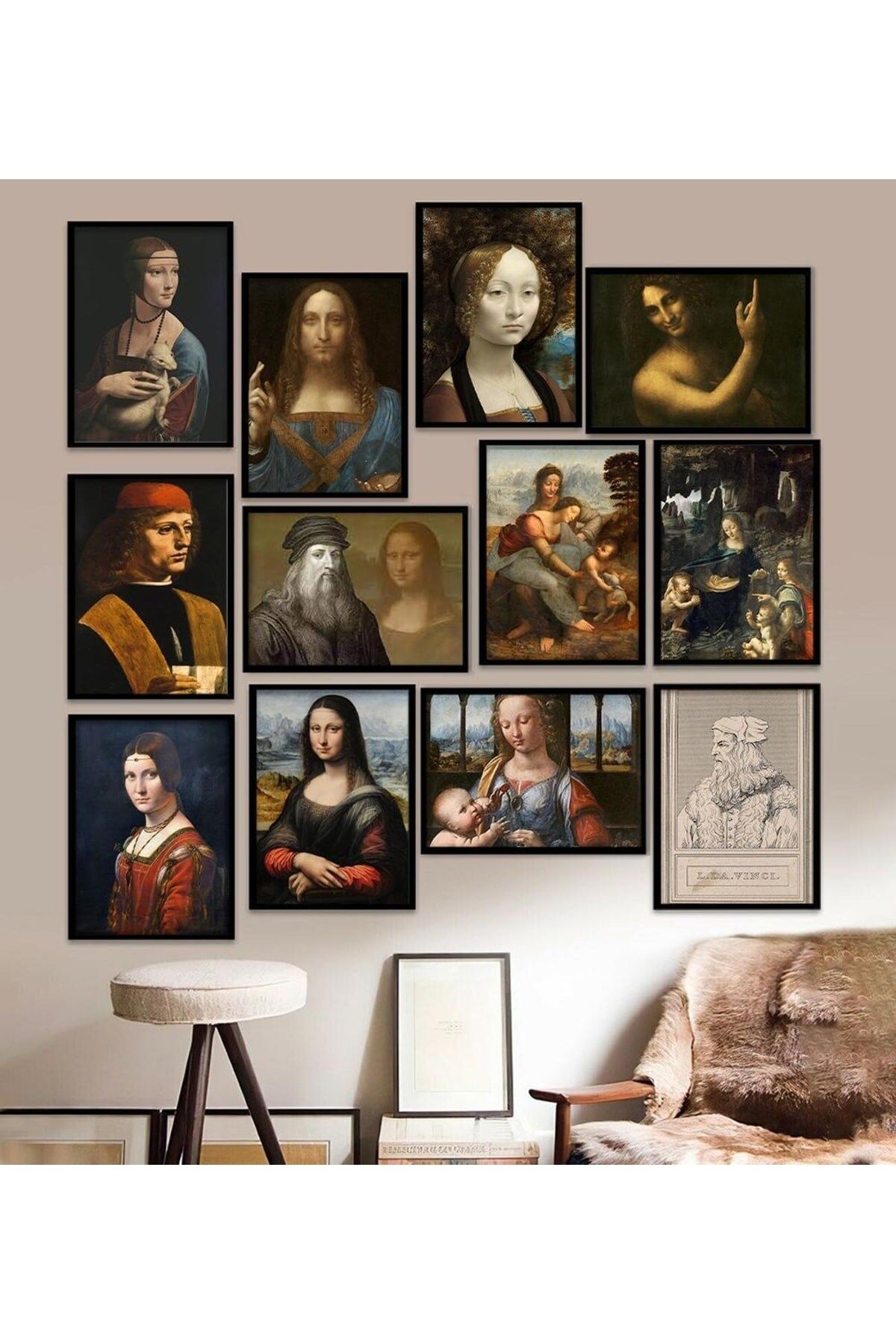 12 Parça Çerçeve Görünümlü Mdf Tablo Seti 15 x 20