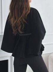 HAKİM YAKA KEMER DETAYLI siyah kemer secenekli KAŞE PANÇO kahve rengi kemer