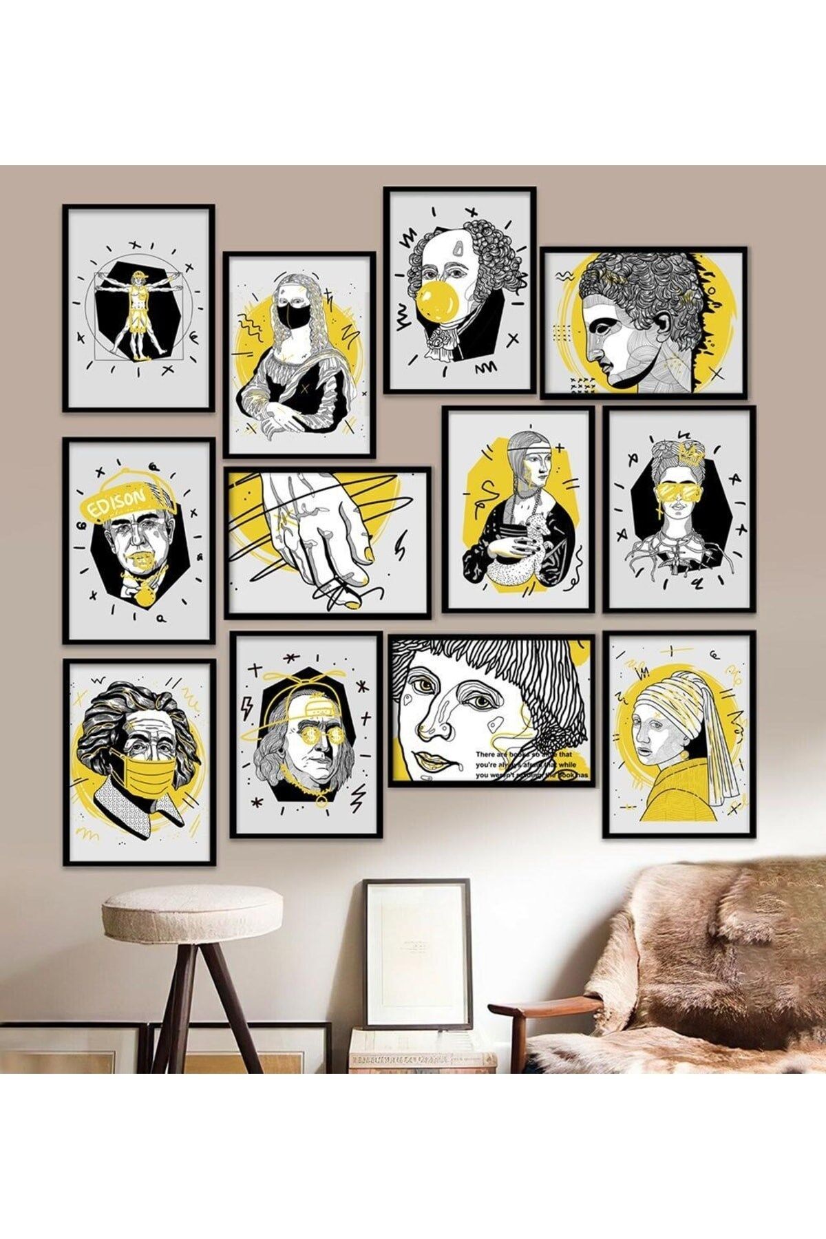 12 Parça Çerçeve Görünümlü Mdf Tablo Seti 15 x 20