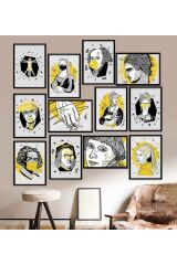 12 Parça Çerçeve Görünümlü Mdf Tablo Seti 15 x 20