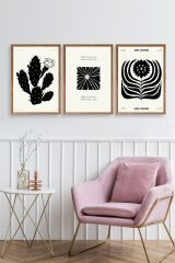 Modern Üçlü Ahşap Çerçeveli Tablo 23 x 30