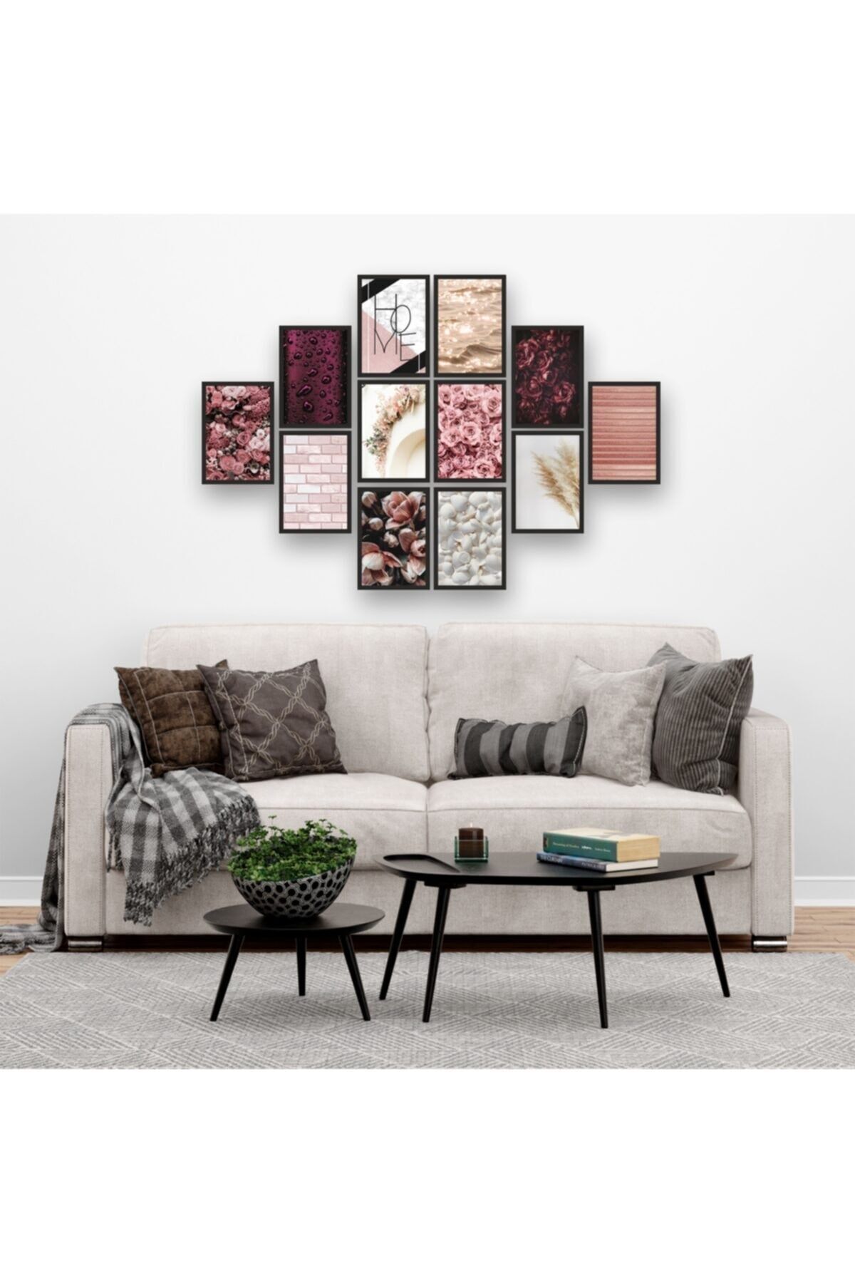 12 Parça Çerçeve Görünümlü Mdf Tablo Seti