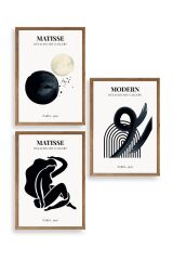 Matisse Üçlü Ahşap Çerçeveli Tablo 30 x 40