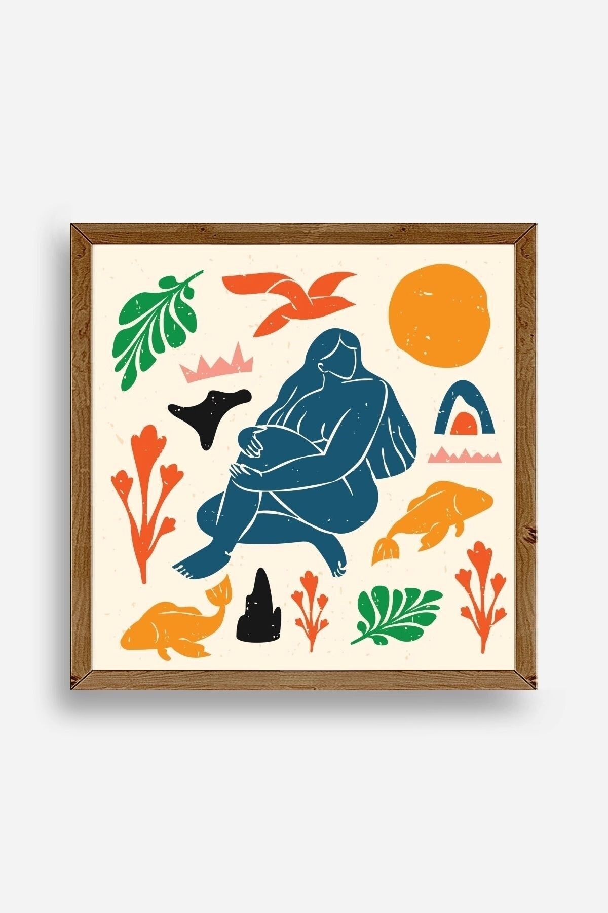 Kadın Ahşap Çerçeveli Tablo 50 x 50