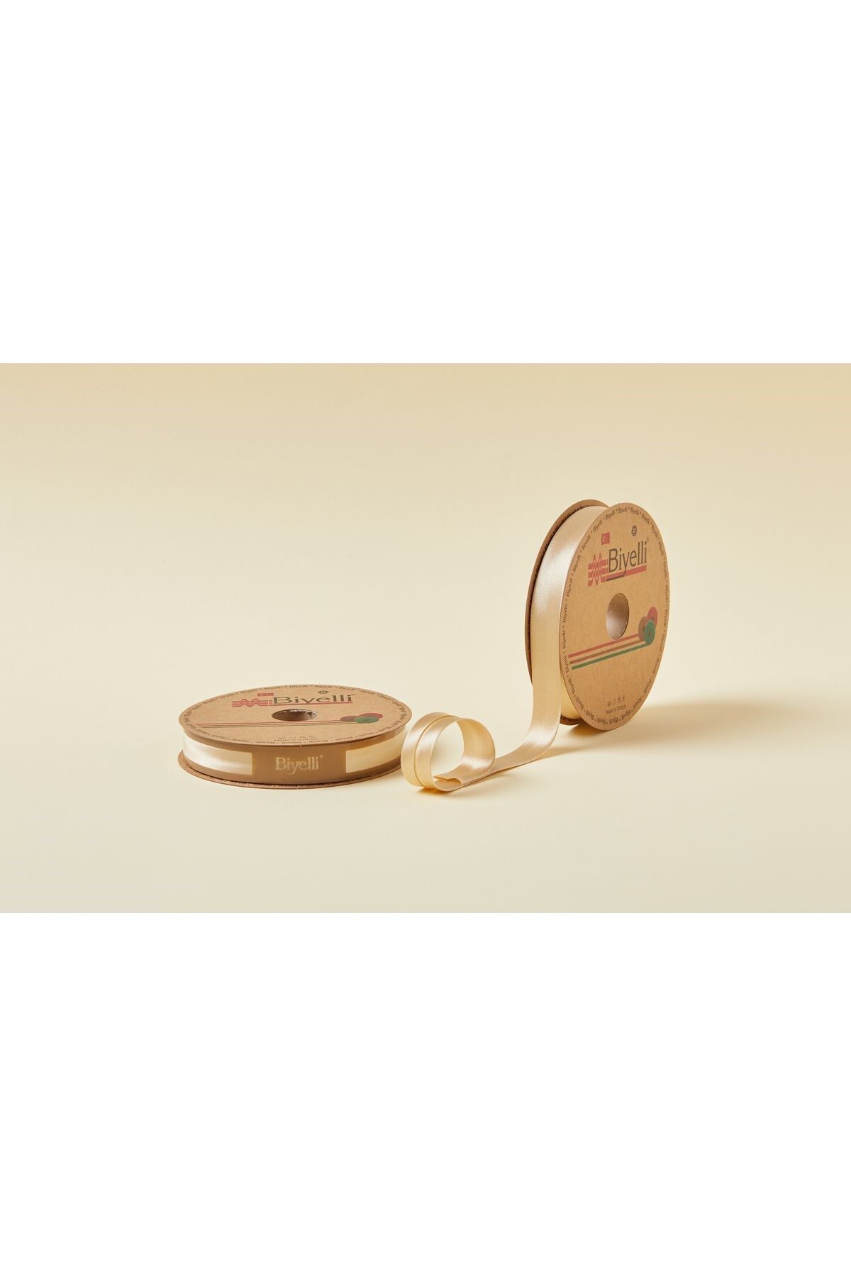 Biye Saten Katlı 067 Bej 2 cm 25 Metre %100 Polyester