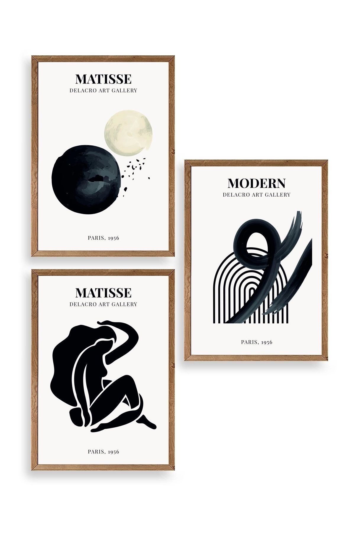 Matisse Üçlü Ahşap Çerçeveli Tablo 23 x 30