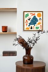 Kadın Ahşap Çerçeveli Tablo 42 x 42