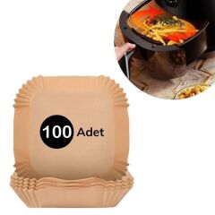 BUFFER® 100 Adet Air Fryer Pişirme Kağıdı Tek Kullanımlık  Gıda Yağlı Kağıdı Kare Tabak Model