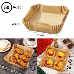 BUFFER® 100 Adet Air Fryer Pişirme Kağıdı Tek Kullanımlık  Gıda Yağlı Kağıdı Kare Tabak Model