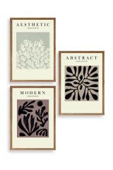 Modern Üçlü Ahşap Çerçeveli Tablo 50 x 70
