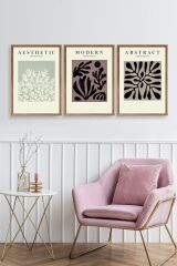 Modern Üçlü Ahşap Çerçeveli Tablo 23 x 30