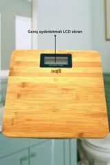 BUFFER® Techfit Bambu Banyo Baskülü Yüksek Hassasiyetli Darbelere Dijital Dayanıklı Terazi Tf 1065 M