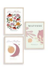 Matisse Üçlü Ahşap Çerçeveli Tablo 40 x 60