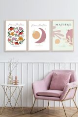 Matisse Üçlü Ahşap Çerçeveli Tablo 40 x 60