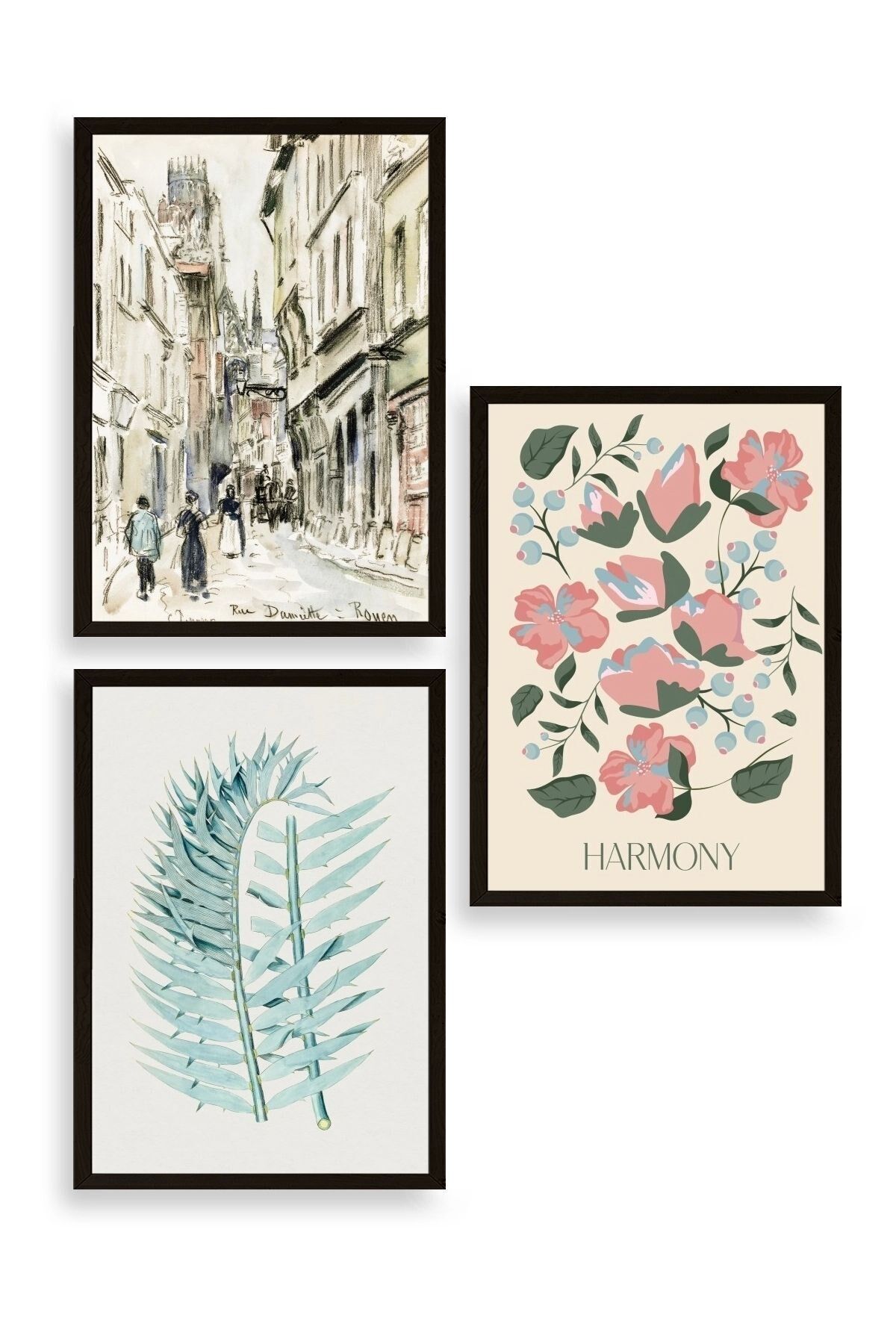 Harmony Üçlü Ahşap Çerçeveli Tablo 50 x 70