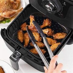 BUFFER® Siyah Isıya Dayanıklı Yıkanılabilir Silikon Fırın Ve Airfryer Kare Model Pişirme Matı 21,5 Cm