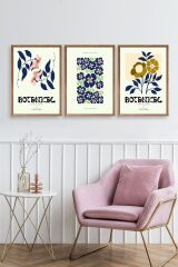 Botanik Üçlü Ahşap Çerçeveli Tablo 50 x 70