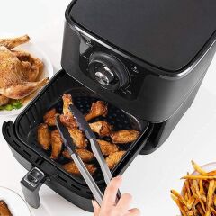 BUFFER® Siyah Isıya Dayanıklı Yıkanılabilir Silikon Fırın Ve Airfryer Yuvarlak Model Pişirme Matı 23 Cm