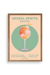 Aperol Spritz Ahşap Çerçeveli Tablo 17 x 23