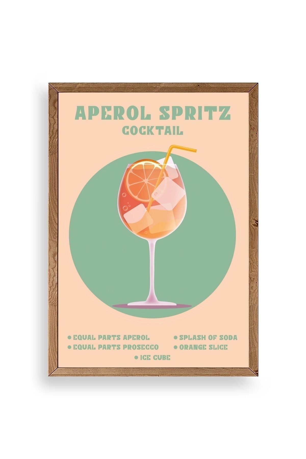 Aperol Spritz Ahşap Çerçeveli Tablo 23 x 30