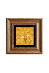 Ebru Sanatı Çiçek Çerçeveli Taş Tablo 20 cm
