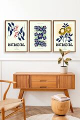 Botanik Üçlü Ahşap Çerçeveli Tablo 23 x 30