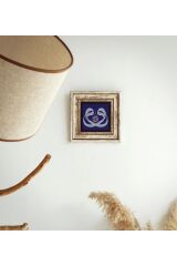 Vav Desenli Çerçeveli Taş Tablo , Çerçeveli Taş Duvar Dekoru 20 cm