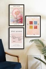 Ünlü Tablolar Üçlü Ahşap Çerçeveli Tablo 40 x 60