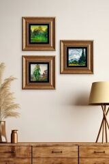 Doğa 3 lü Set Çerçeveli Taş Tablo 20 cm