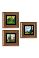 Doğa 3 lü Set Çerçeveli Taş Tablo 20 cm