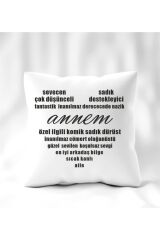 Anneler Günü Kalp Desen Anneye Iltifat Yastık 40 x 40