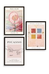 Ünlü Tablolar Üçlü Ahşap Çerçeveli Tablo 50 x 70