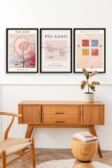 Ünlü Tablolar Üçlü Ahşap Çerçeveli Tablo 50 x 70