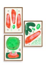 Düşündüren Şekiller Üçlü Ahşap Çerçeveli Tablo 23 x 30