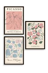 Ünlü Tablolar Üçlü Ahşap Çerçeveli Tablo 30 x 40